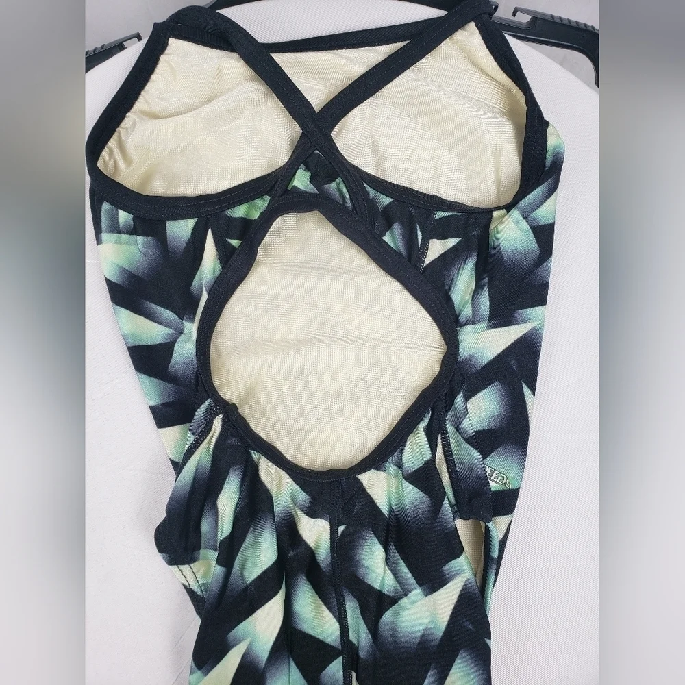Speedo Black and Yellow One Piece Cross Straps Sz 8